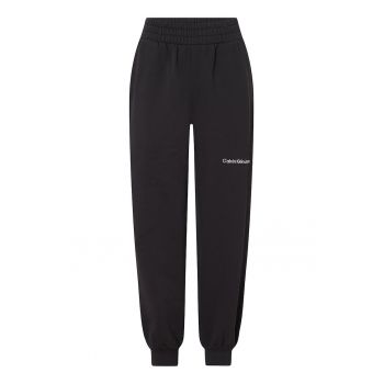 Pantaloni sport crop din amestec de bumbac organic cu talie inalta