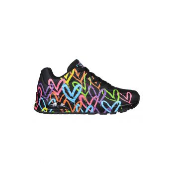 Pantofi sport de piele ecologica cu imprimeu contrastant Uno-Highlight Love
