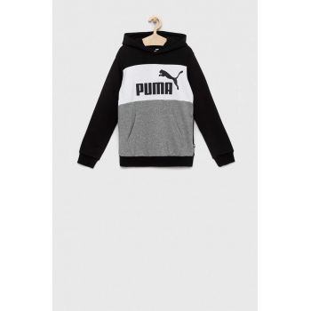 Puma bluza copii ESS Colorblock Hoodie TR B culoarea negru, cu glugă, modelator de firma originala