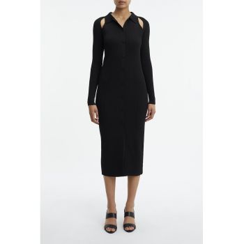 Rochie midi cu aspect striat si decupaje la reducere