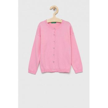 United Colors of Benetton cardigan copii culoarea roz, light de firma original