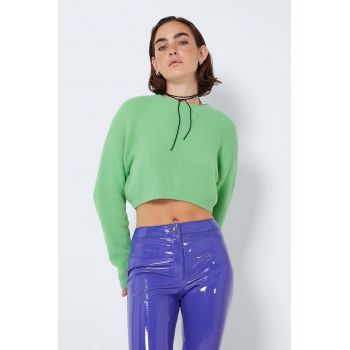 Pulover crop cu maneci cazute
