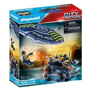 Set de Constructie Playmobil Parasuta Politiei si Hot cu Atv