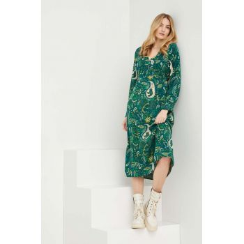 Answear Lab rochie culoarea verde, midi, evazati