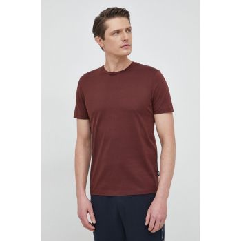 BOSS tricou din bumbac barbati, culoarea bordo, neted