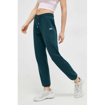Dkny pantaloni de trening culoarea verde, cu imprimeu ieftin