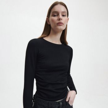 Reserved - Bluză din jerseu de tricot striat - Negru