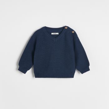 Reserved - Pulover structurat - Bleumarin