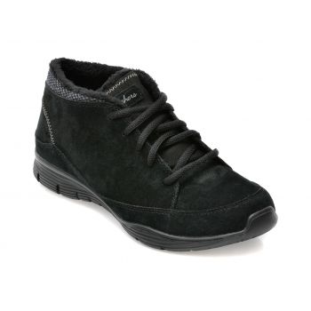 Ghete SKECHERS negre, SEAGER, din piele intoarsa