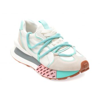 Pantofi sport EPICA albi, 895, din material textil si piele naturala
