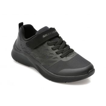 Pantofi sport SKECHERS negri, MICROSPEC , din material textil si piele ecologica