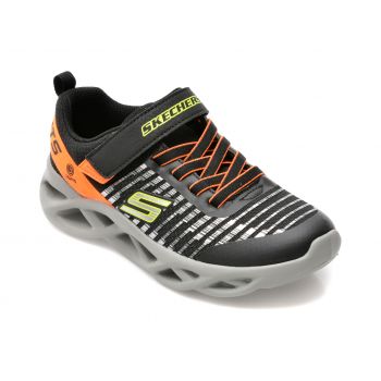 Pantofi sport SKECHERS negri, TWISTY BRIGHTS, din material textil si piele ecologica