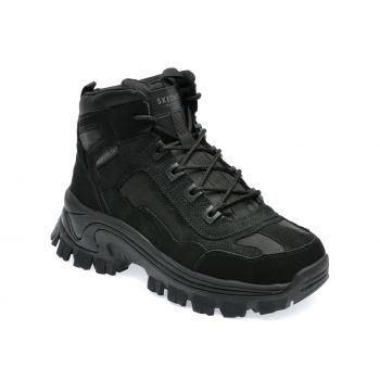 Ghete SKECHERS negre, STREET BLOX, din piele naturala