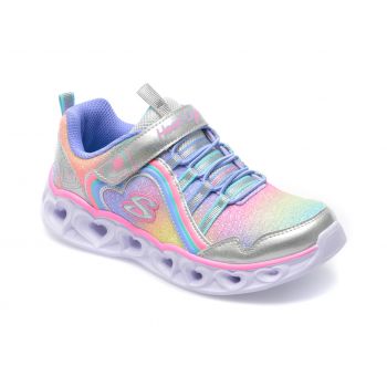 Pantofi sport SKECHERS multicolor, HEART LIGHTS, din material textil si piele ecologica