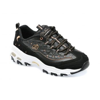 Pantofi sport SKECHERS negri, D LITES, din piele naturala