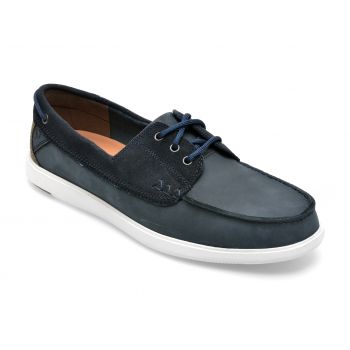 Mocasini CLARKS bleumarin, BRATTON BOAT 0912, din nabuc