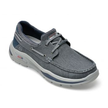 Mocasini SKECHERS gri, ARCH FIT, din material textil