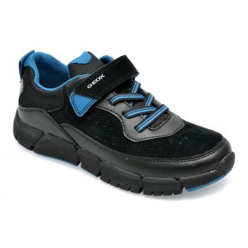 Pantofi sport GEOX negri, J269BA, din piele ecologica si piele intoarsa