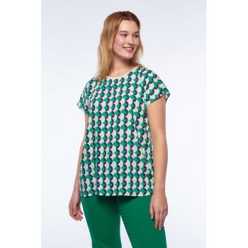 Bluza cu maneci scurte si imprimeu geometric