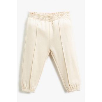 Pantaloni sport de bumbac cu banda elastica in talie