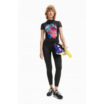 Desigual colanti femei, culoarea negru, neted