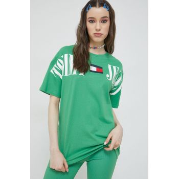 Tommy Jeans tricou din bumbac culoarea verde