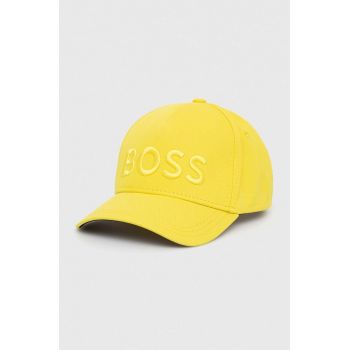 BOSS șapcă de baseball din bumbac culoarea galben, cu imprimeu