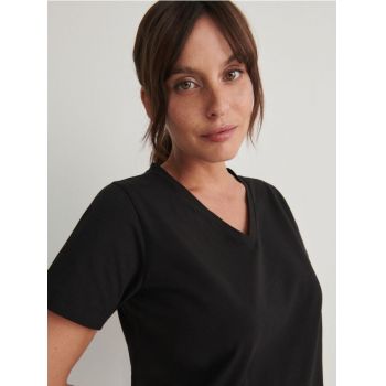 Reserved - Tricou cu decolteu în V - Negru