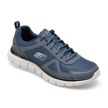 Pantofi sport SKECHERS bleumarin, TRACK, din material textil si piele naturala