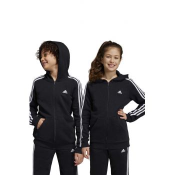 adidas bluza copii U 3S FL FZ culoarea negru, cu glugă, cu imprimeu