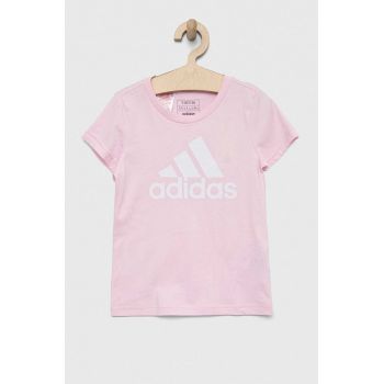 adidas tricou de bumbac pentru copii G BL culoarea roz ieftin