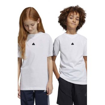 adidas tricou de bumbac pentru copii U FI 3S culoarea alb, cu imprimeu