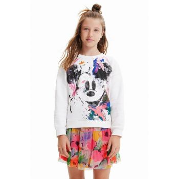 Desigual hanorac de bumbac pentru copii culoarea alb, cu imprimeu
