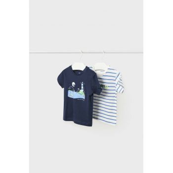 Mayoral tricou din bumbac pentru bebelusi culoarea albastru marin, modelator