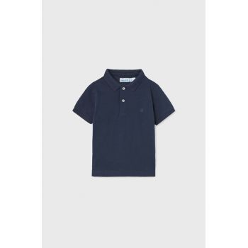 Mayoral tricouri polo din bumbac pentru bebeluși culoarea albastru marin, neted