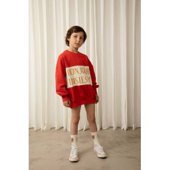 Mini Rodini hanorac de bumbac pentru copii culoarea rosu, modelator