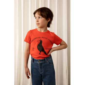Mini Rodini tricou de bumbac pentru copii culoarea rosu, cu imprimeu