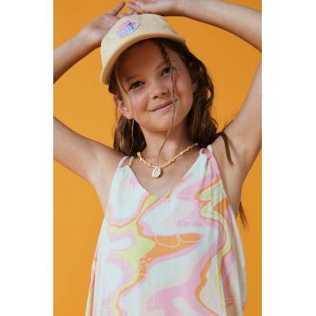 Roxy șapcă din bumbac pentru copii culoarea bej, cu imprimeu