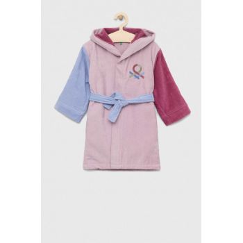 United Colors of Benetton halat de baie din bumbac pentru copii culoarea roz