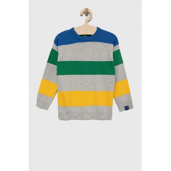United Colors of Benetton pulover copii culoarea gri, light de firma original
