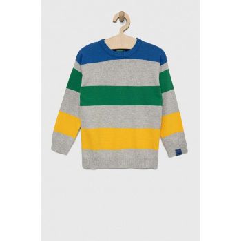 United Colors of Benetton pulover copii culoarea gri, light