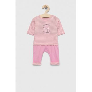 United Colors of Benetton trening din bumbac pentru bebelusi culoarea roz de firma original