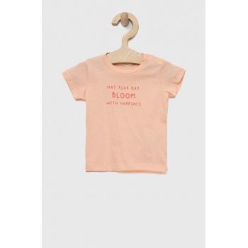 United Colors of Benetton tricou din bumbac pentru bebelusi culoarea portocaliu