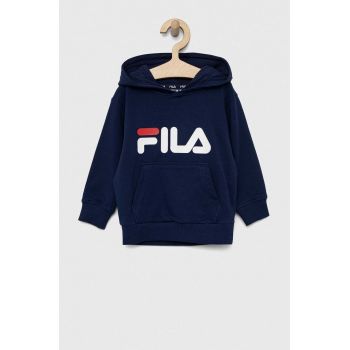 Fila bluza copii culoarea albastru marin, cu glugă, cu imprimeu de firma originala