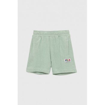 Fila pantaloni scurți din bumbac pentru copii culoarea verde, cu imprimeu, talie reglabila de firma originali
