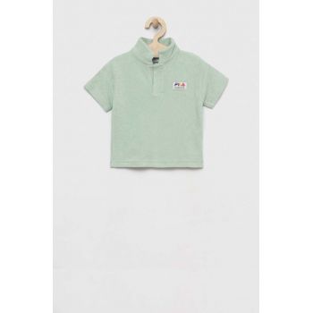 Fila tricouri polo din bumbac pentru copii culoarea verde, cu imprimeu