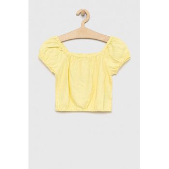 GAP bluza de in pentru copii culoarea galben, neted