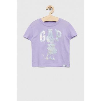 GAP tricou de bumbac pentru copii x Disney culoarea violet