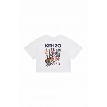 Kenzo Kids tricou de bumbac pentru copii culoarea alb ieftin
