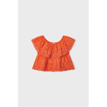 Mayoral bluza de bumbac pentru copii culoarea portocaliu, neted ieftina